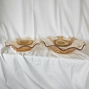 Vintage Jeanette Iris & Herringbone Marigold Carnival Iridescent Glass Bowls